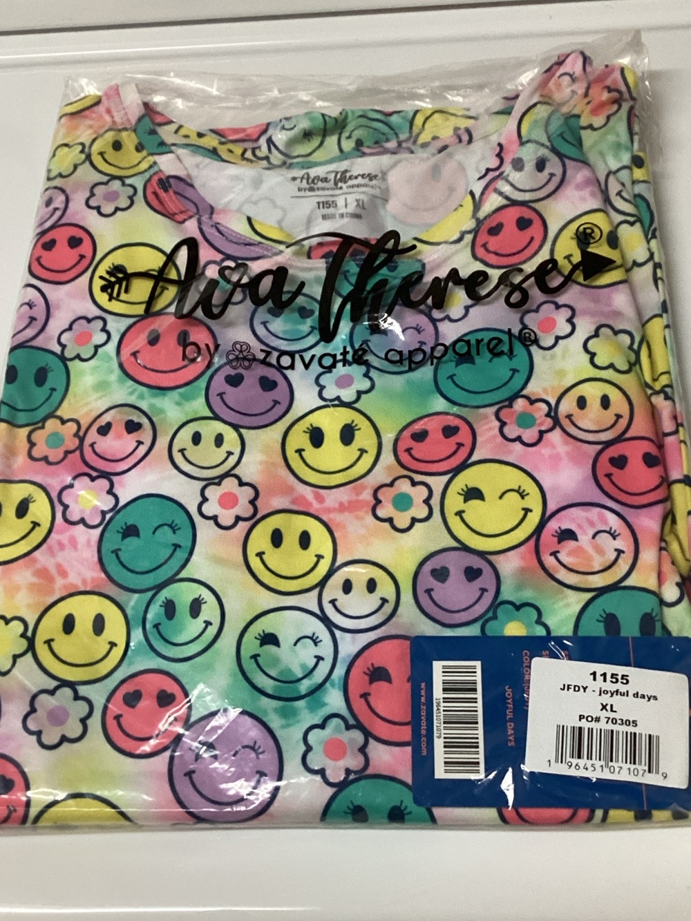 Ava Therese Joyful Days Long Sleeve Tee - Multicolor Smiley Print